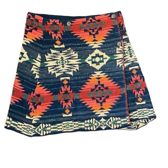 Polo Ralph Lauren Girls Reversible Jacquard Cotton Wrap‎ Skirt Multi L/XL NWT